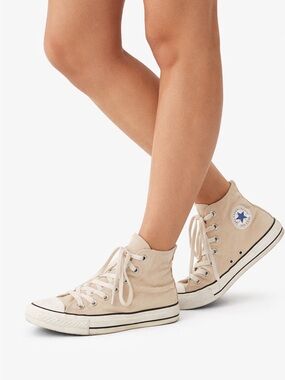 Converse High Top Sneakers in Light Beige Canvas